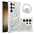 thumbnail image 1 of Funda para Samsung Galaxy S24 Ultra 5G con Brillo Líquido Flotante, Purpurina, Parachoques y Anillo Giratorio Soporte, 1 of 5