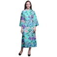 thumbnail image 1 of Bimba Mint Green Flower Leaves & Rose Bathrobes For Women Wrap Printed Bride Getting Ready Dress Robe For Girls S, 1 of 5