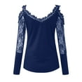 thumbnail image 4 of USSUMA Sexy Tops for Women Trendy Going Out Western Aztec Printed Lace Shirt Long Sleeve V-Neck Dressy Casual Lace Blouse, 4 of 6