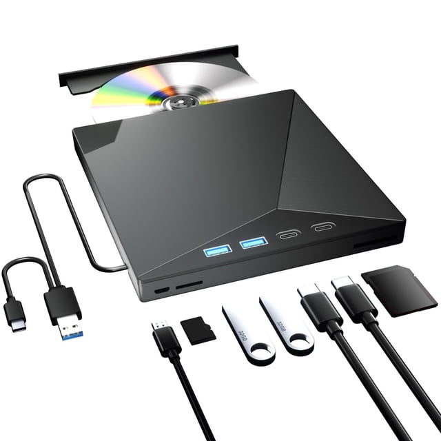 Unidad externa de CD/DVD Taopjwr 7 en 1 USB 3.0/Type-C para portátil