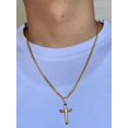thumbnail image 6 of Jewelheart 14K Solid Gold Classic Beveled Edge Cross Pendant 14K Yellow Real Gold Religious Charm For Men Women, 6 of 6