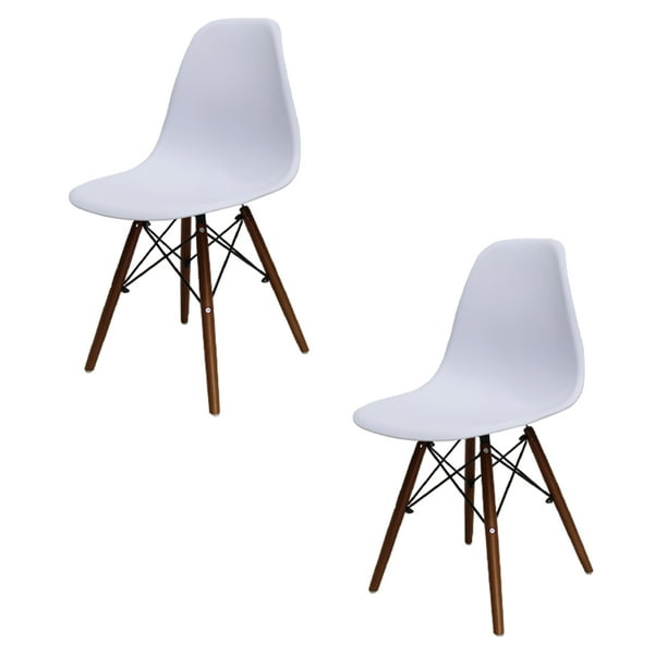 Set de 2 Silla Eames Blanco Con Base Nogal MUNDO IN SILLAS OSLO/HOGAR/MODERNO