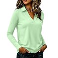 thumbnail image 6 of Garbnen Polo Shirts for Women V Neck Long Sleeve Shirts Women Casual Fitted Outdoor Lightweight Trendy Work Golf Shirt for Women Green M, 6 of 7