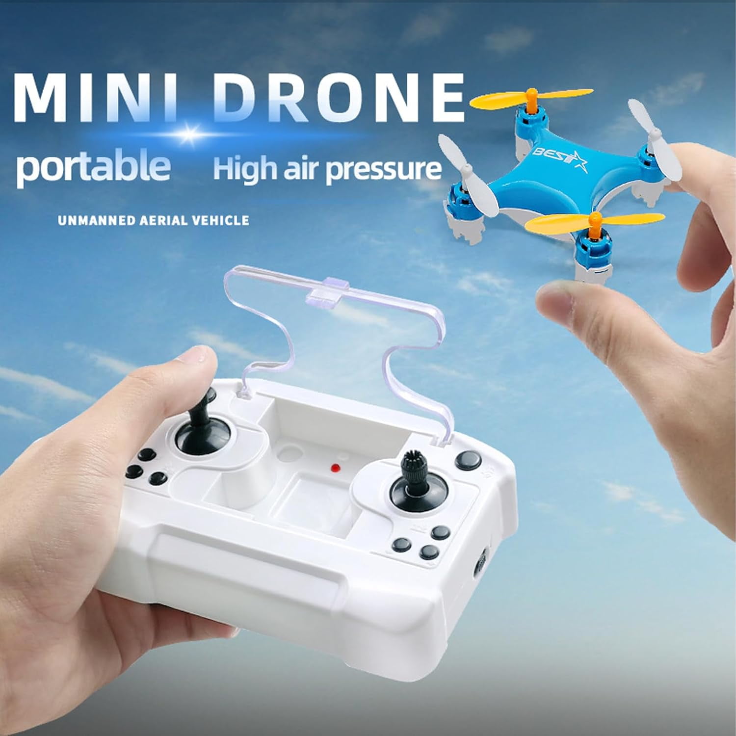 All-Ages Mini Drone with Easy Stunt Flights & 360° Tricks - Perfect Beginner-Friendly Flyer, Mini Drones with LED & Altitude Hold & Propeller Protection, For Indoor Outdoor (Blue)