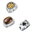 thumbnail image 1 of 3Pcs Titanium Rings Set Retro Skull/Tiger Eye Stone/Spades A Stainless Steel Rings Engagement Wedding Band Size 7-12, 1 of 5