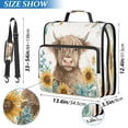 thumbnail image 3 of Water-Resistant 3-Ring Binder Organizer with Multiple Pockets Zipper Binder Bag for Office Sunflowers and Highland Cow, 3 of 8