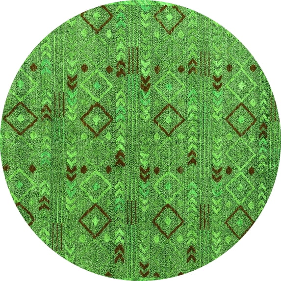 Ahgly Company Indoor Round Abstract Green Modern Area Rugs, 4' Round