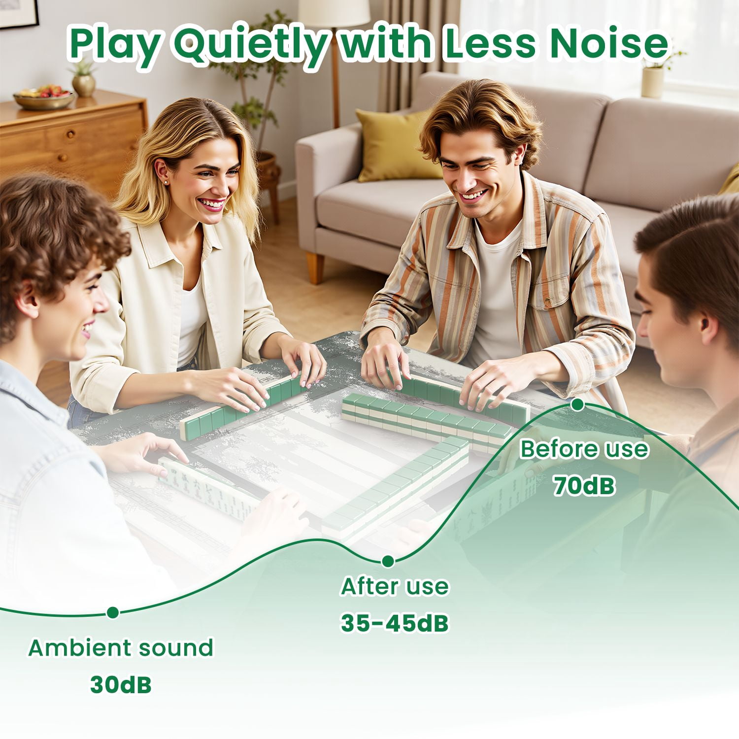 Mahjong Mat 31.5" x 31.5" Seamless horizontal Mother bear little bear Non-Slip Noise Reduction American Mahjong Tiles Table Cover for Dominoes Poker Card Board Games Gift