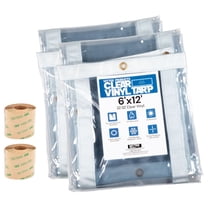 2 Pack 6' x 12' Clear Vinyl Tarp – 24 MIL Thick Heavy-Duty Waterproof Vinyl Tarpaulin with Grommets, UV & Fire Retardant – Cold Weather Resistant Cover for Outdoor