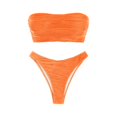 thumbnail image 4 of QURATI Swimwear Ruched Two Piece Bikini: High Waisted Thong Style Vacation Swimwear Set Orange M, 4 of 6