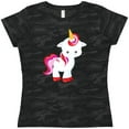 thumbnail image 3 of Inktastic Cute Little Unicorn With Red And Pink Mane, Hearts Women's T-Shirt, 3 of 5
