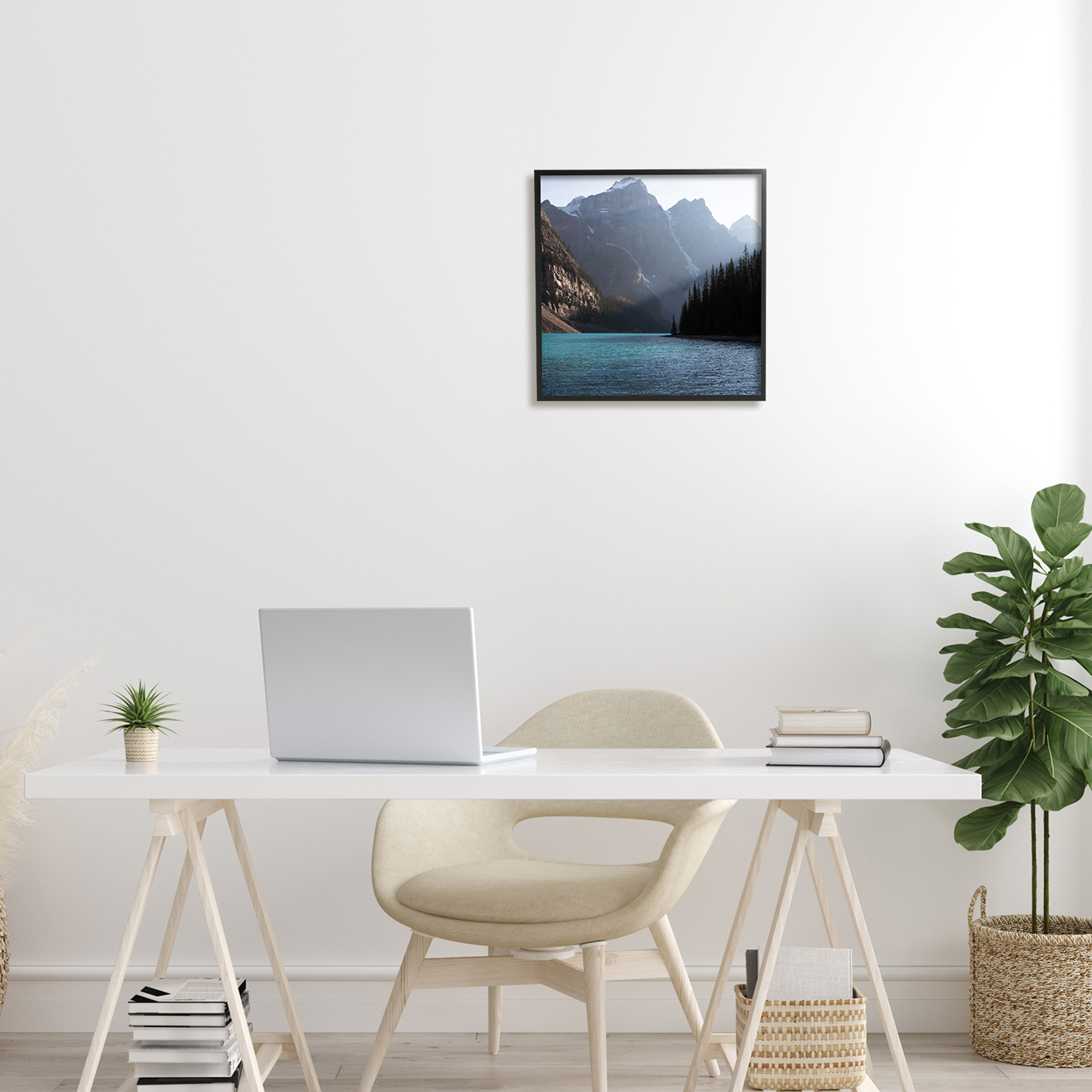 Stupell Industries Serene River Water Scene Foggy Mountains , 17 x 30, Design by Carol Robinson
