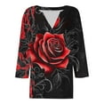 thumbnail image 4 of Ruimatai Women's Casual V-Neck 3/4 Sleeve Blouse Printed Loose Fit T-Shirt Top Comfortable Fashion Tops, 4 of 5