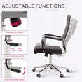 thumbnail image 4 of Livinia High Back Chrome Executive Swivel Office Desk Chair with Ribbed Leather Back (Black), 4 of 11