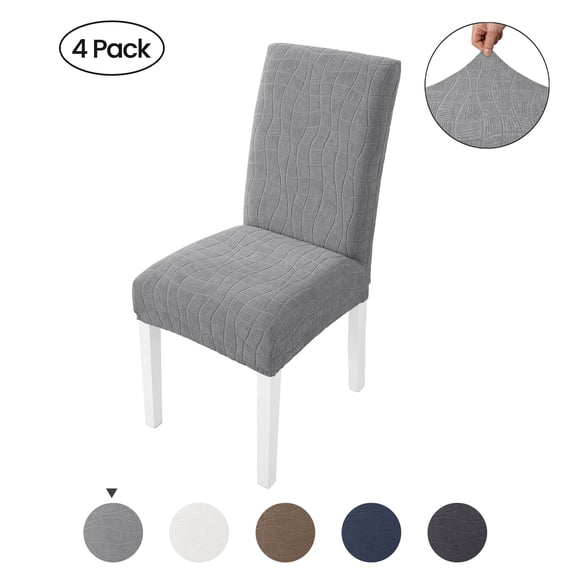 JIATER 100% Waterproof Dining Chair Covers Stretch Chair Slipcovers Protector Set of 4,Light Gray