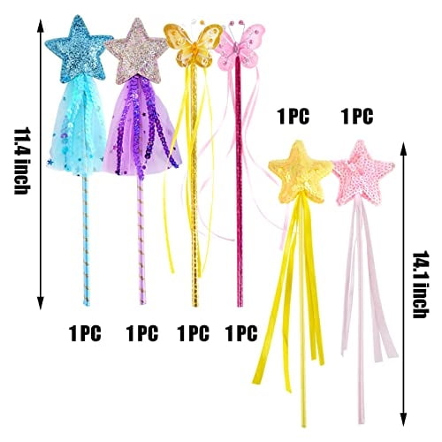 Juego de 6 varita mágica de princesa para disfraz de princesa, juego de rol, fiesta de cum BANBALLON BANBALLON