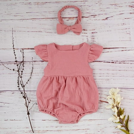 

DancePeanut Hot Sell Organic Cotton Infant Rompers New Summer Double Gauze Newborn Baby Girls Clothes Jumpsuit Ruffle Flower Toddler Outfits
