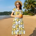 thumbnail image 4 of Lsque Cartoon Chicken Print Women's Casual Dress T-Shirt Summer Short Sleeve Scoop Neck Swing Dresses, 4 of 6