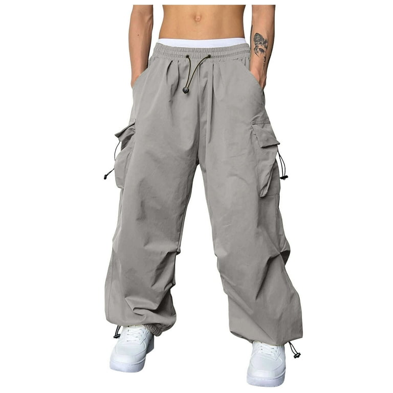 Caqnni Cargo Pants for Men Big and Tall Parachute Pants Mens