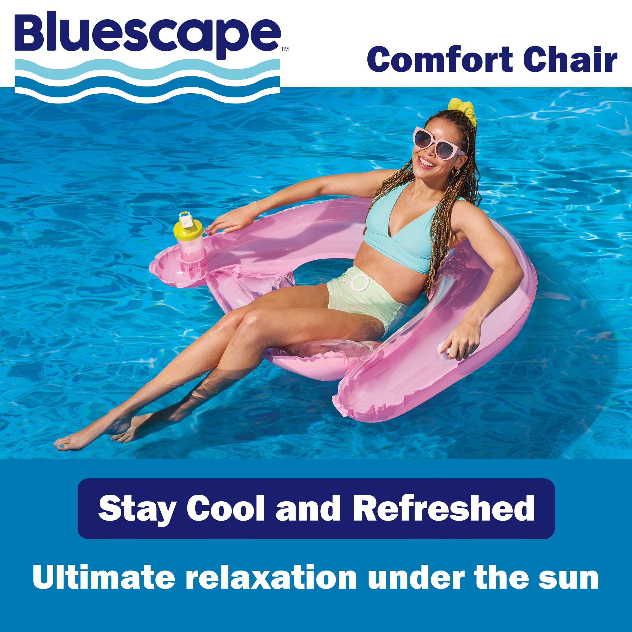 Bluescape Inflatable Comfort Chair Lounge Pool Float, Pink, Age 14 & up, Unisex