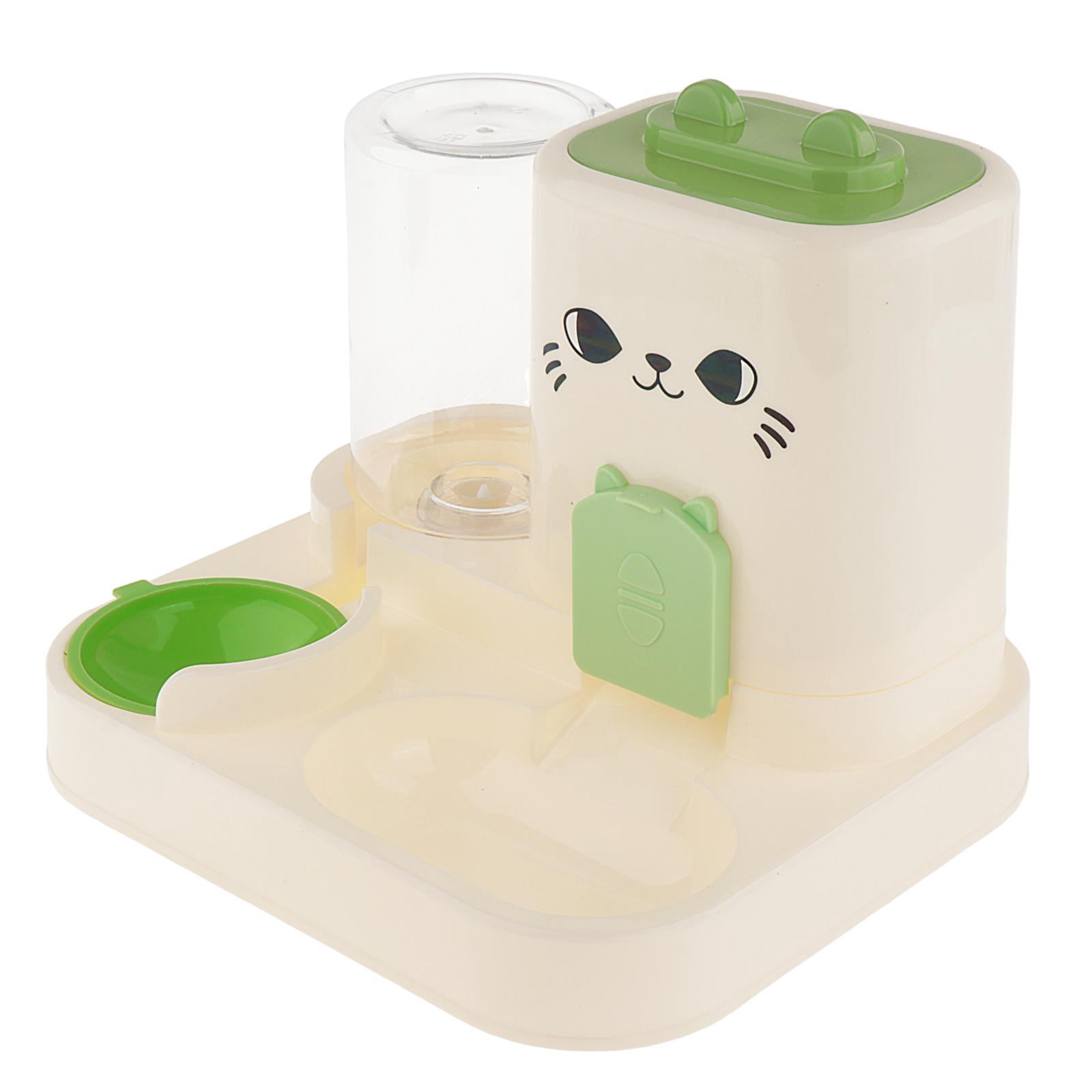 Serenable 2 in 1 Automatic Pet Feeder Water Dispenser Portable Travel Supplies Cat Food Bowl Food Container for Kitten Small Dogs Bunny Green
