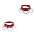 thumbnail image 4 of Guardurnaity Collar ajustable Gargantilla Cadena multicapa Colgante PU Gargantilla de cuero Chica Mujer Punk O Collar Punk Rock Gargantillas rojo 2Conjunto, 4 of 6