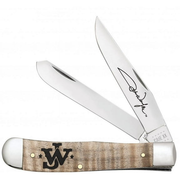Case XX Knives John Wayne Smooth Curly Maple Wood Trapper Stainless Pocket Knife