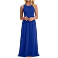 thumbnail image 6 of Bxsruta Womens Maxi Dress Casual Long Flowy Summer Sundress Sleeveless Crew Neck Pleated Dresses, 6 of 8