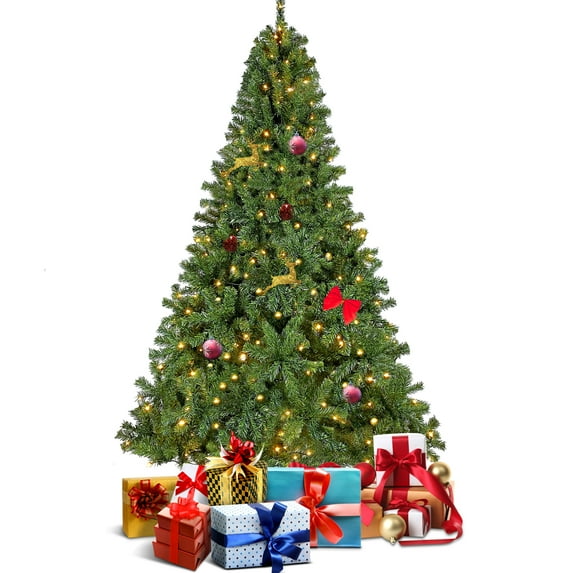 SYNGAR 7.5FT Prelit Christmas Tree, Artificial Christmas Tree with 350 LED Lights, 1250 Branch Tips Holiday Decoration Indoor Outdoor, Green