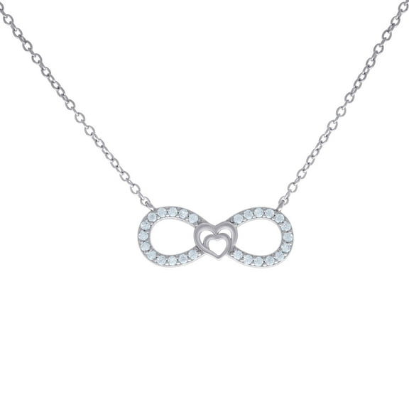 925 Sterling Silver Womens Cubic Zirconia Infinity Love Heart Necklace Pendant Necklace for Women