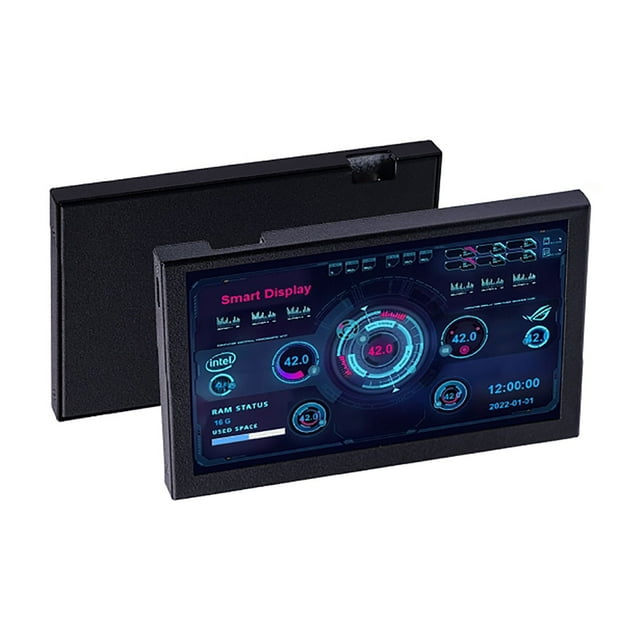 Moniteur Secondaire d'Ordinateur IPS de 5 Pouces avec Connectivité USB/Type-C, Résolution 800x480, Matériau ABS, Prise en Charge du Thème Bricolage - Surveillance du Système en Temps Réel, Installation Facile (Bureau/hôte), Noir - Sans IA