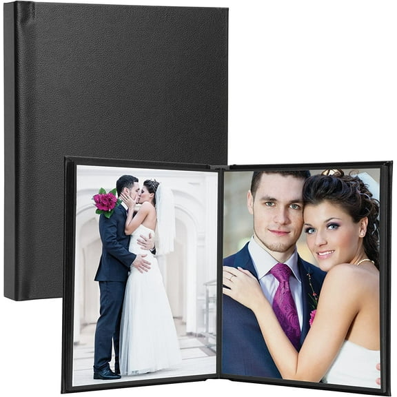 Neil Enterprises Inc. 8" x 10" Black Leather Self-Stick Photo Album for Wedding Pictures