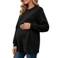 thumbnail image 6 of Maternity Women's Crewneck Sweatshirt Long Sleeve Front Pleated Blouse Fall Pregnancy Workout Loose Fit Top M-3XL, 6 of 6