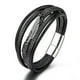 thumbnail image 5 of Men's Multilayer Leather Bracelet Magnetic Buckle Multilayer Wrap Men's Bracelet Stainless Steel Feather Bracelet Braided 1 Piece Gold, 5 of 5