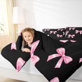 thumbnail image 3 of spefrowx Black Pink Ribbon Queen Bedding for Teens, Simple Cute Bow Bedding Comforter Set Queen, Black Reversible, 7 Pieces, 3 of 6