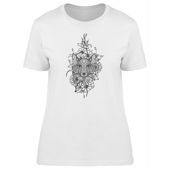 Flowers On Fox Head T-Shirt Women -Image by Shutterstock, Female Medium
