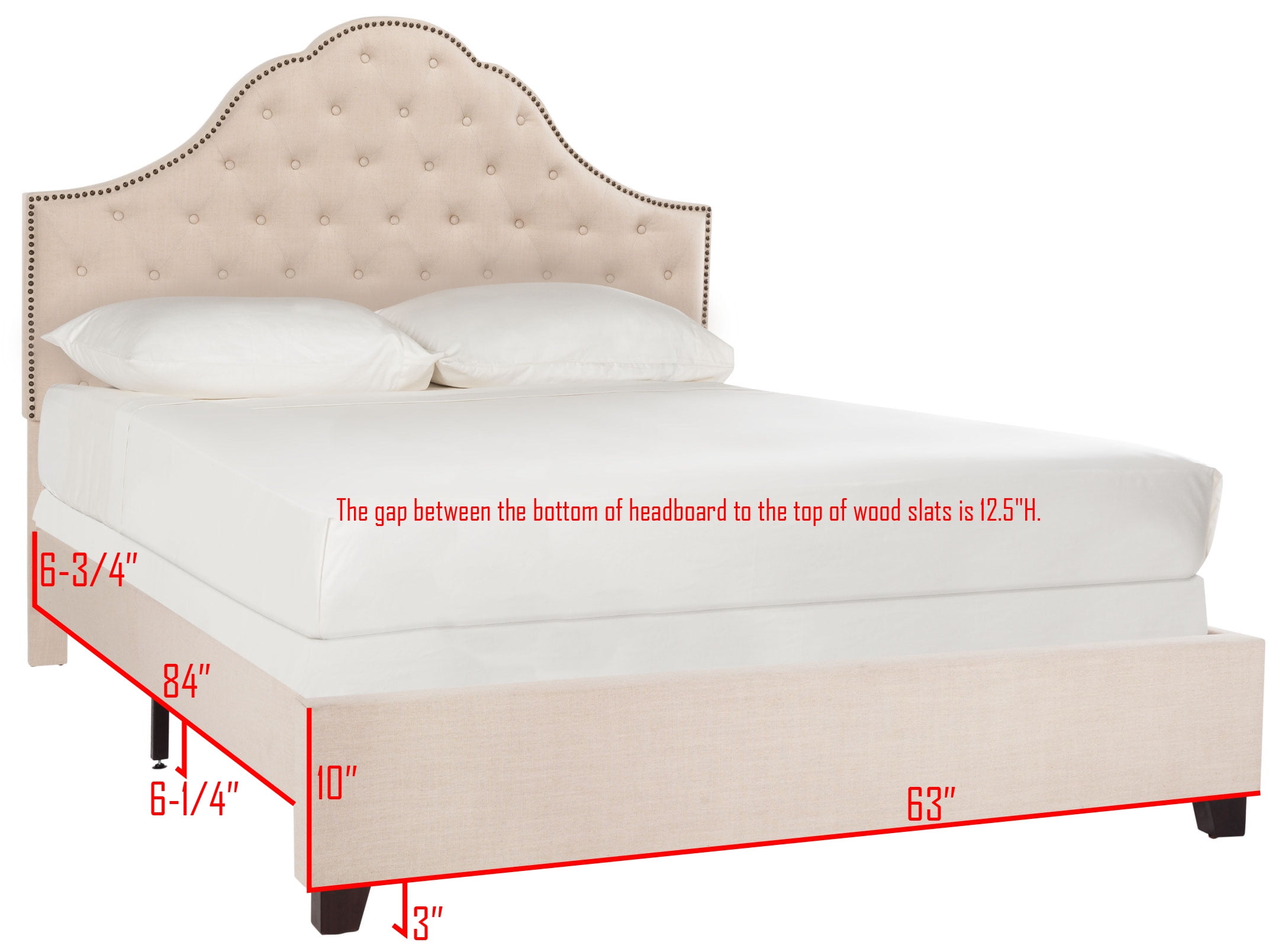 SAFAVIEH Beckham Modern Glam Tufted Headboard with Nail Heads, Full, Beige
