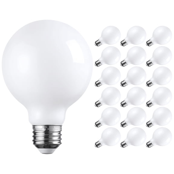 18 Pack G25 LED Light Bulbs Dimmable, Round Frosted Vanity Light Bulb for Bathroom, 4.5W(60W Eqv.), 500lm, E26 Base, 2700K Soft White