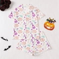 thumbnail image 2 of Tisuna Womens Halloween Pajamas Set Graphic Print Short Sleeve Button Down Tops And Shorts Sleepwear Pjs Sets Stylish 2 Pieces Sleep Wear S-XXL, 2 of 9