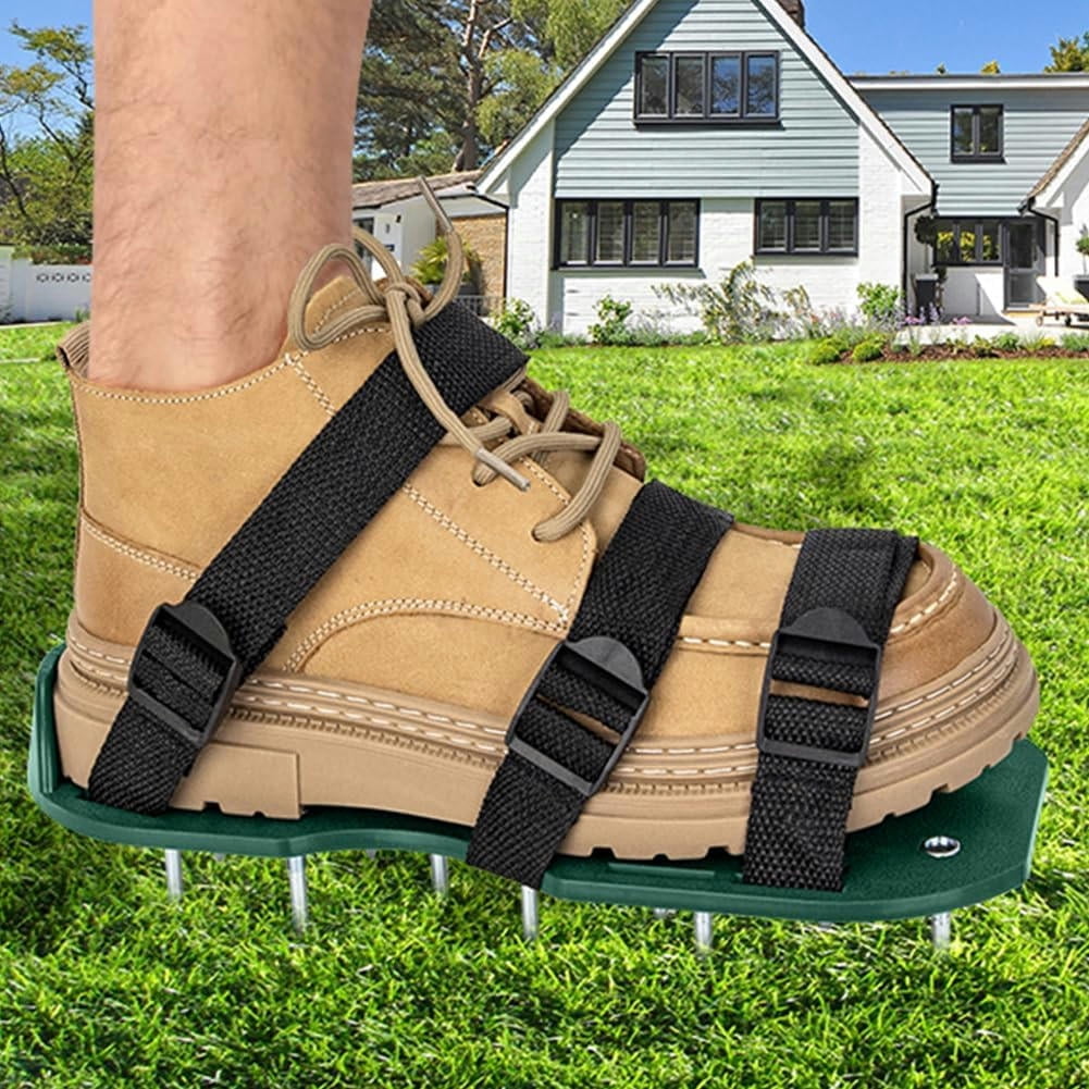Lawn Aerator Garden Nail Shoes Grass Loose Soil Tool 5cm Long Nail Lawn Aerator Spikes Shoes Self-Leveling Epoxy Yard Cultivator(Black)