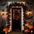 thumbnail image 3 of Black Rose Vines, Black Plastic Halloween Wedding Arch Decor, Artificial Rose Leaf Garland for Indoor Outdoor Floral Arrangement Display, 39.4in, 3 of 4
