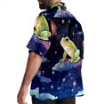 thumbnail image 3 of Starry Sky Frog Men's Short Sleeve Button Down Casual Beach Printed Shirts, 3 of 6