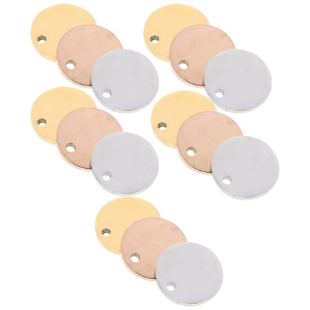 HONMEET 15Pcs Assorted Color Stainless Steel Blank Dog Tags for Custom Stamping and Pet Id Tags