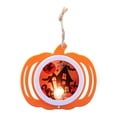 thumbnail image 2 of Xihbxyly Linterna de Calabaza de Halloween, Lámpara Colgante Plana a Pilas, Esqueleto Luminoso de Madera, Decoración para Interiores y Exteriores, Ideal para Fiestas Navideñas (2 Pilas Aa)., 2 of 4