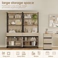 thumbnail image 4 of WAMPAT 2 PCS Modern 72" Tall Bookcase with 2 Drawers and Open Book Shelf, Library Book Shelf with Storage Cabinet and Glass Doors, Wood Freestanding Bookshelves for Home Office, Living Room, Beige, 4 of 11