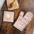thumbnail image 5 of Pink Christmas Gingerbread House Pattern Kitchen Oven Mitt and Pot Holder Sets 2 Pcs for Baking, Cooking and Grilling, Heat Resistant Up To 392 °F, 5 of 7