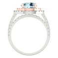 thumbnail image 4 of 2.68 ct Brilliant Round Cut Natural Aquamarine 18K White/Rose Gold Halo Solitaire with Accents Engagement Bridal Wedding Ring Band Set size 9.5, 4 of 7