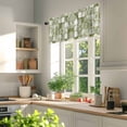 thumbnail image 3 of Sage Green Crystal Flower Valances for Windows, 42 x 12in, Irregular Texture Rod Pocket Kitchen Valance Curtain Light Filtering Window Treatments for Living Room Bedroom, 1 Panel, 3 of 7