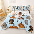 thumbnail image 3 of Homewish Funny Dachshund Queen Comforter Set,Gray Paw Print Comforter Sets Queen,Light Blue Polka Dot Decor,Polkadot Reversible,3 Pieces,1 Comforter and 2 Pillowcases, 3 of 7
