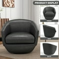 thumbnail image 4 of DREAMSIDEA Faux Leather Swivel Barrel Chair 360° Swivel Club Chair,Swivel Accent Sofa Chair for Living Room, Bedroom, Office,Black, 4 of 7